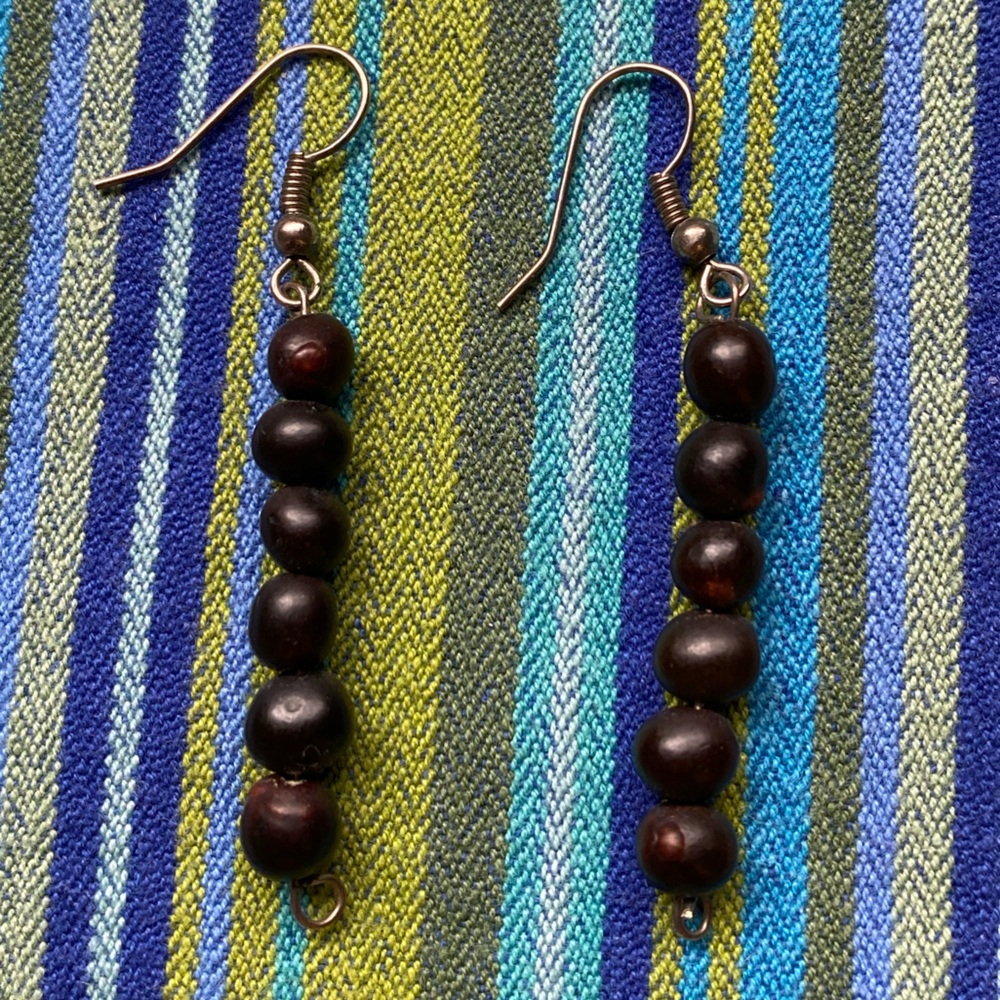 Handmade Brown Beaded Earrings